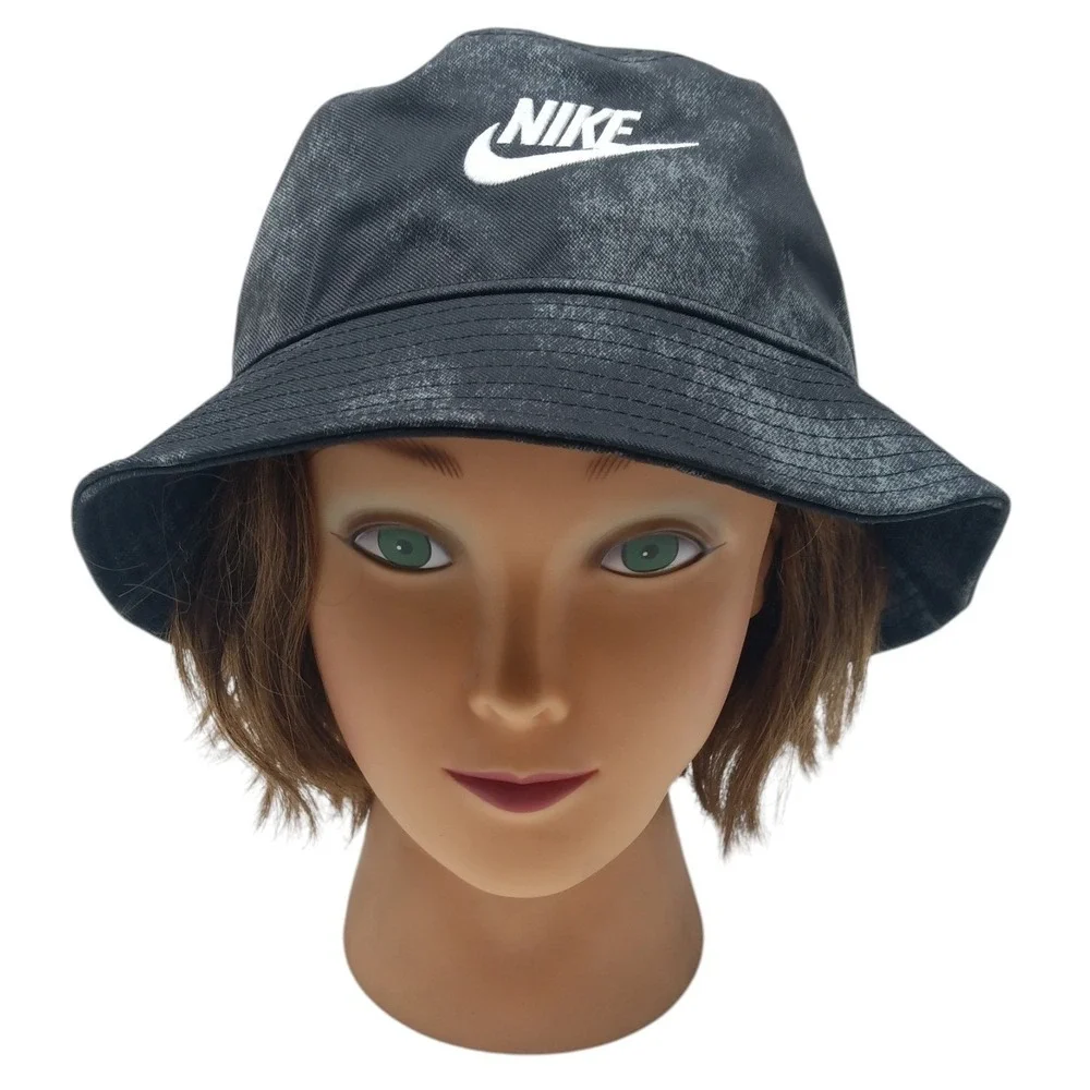 Nike Bucket Hat Black Acid Wash Futura Logo Embroidered Sun Cap SM